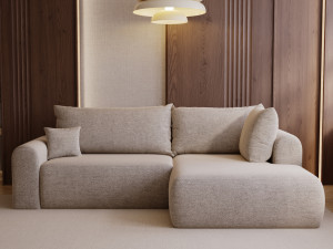 Ecksofa L-Form mit Schlaffunktion und Bettkasten Savana Bis Beige