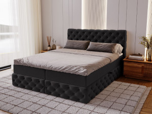Boxspringbett mit Bettkasten 140x200 Canolo Schwarz