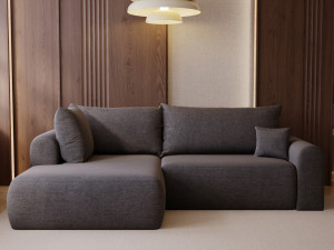 Ecksofa L-Form mit Schlaffunktion und Bettkasten Savana Bis Grau