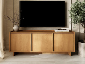 Dreitüriges TV-Lowboard 147 cm für Wohnzimmer Azumi Karamell Eiche