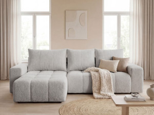 Ecksofa L-Form mit Schlaffunktion und Bettkasten Bresso Grau