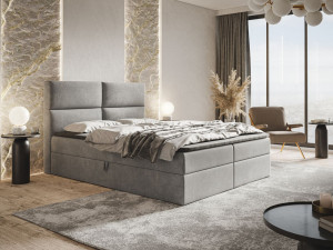 Boxspringbett mit Bettkasten 140x200 Hera Grau