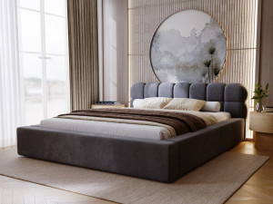 Polsterbett mit Bettkasten und Lattenrost 120x200 Plaza Dunkelgrau
