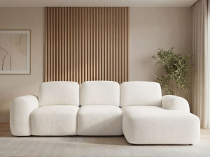 Ecksofa L-Form mit Schlaffunktion und Bettkasten Avelin Rechts Creme