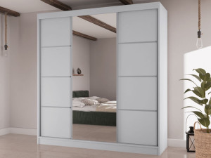 Schiebetürenschrank mit Spiegel 200 cm Vello Weiß