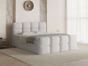 Boxspringbett mit Bettkasten 180x200 Rivon Hellgrau