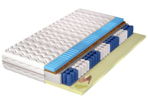 Taschenfederkernmatratze mit Kokosmatte, thermoelastischem und profiliertem Schaum Emero 180x200