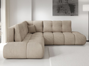 Ecksofa mit Schlaffunktion und Bettkasten Links Kair Hellbraun
