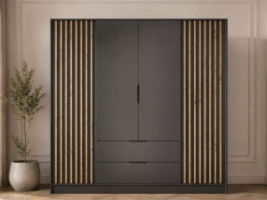 Kleiderschrank 206 cm Macron Graphit, Artisan Eiche