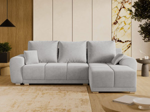 Ecksofa L-Form mit Schlaffunktion und Bettkasten Monti Rechts Grau