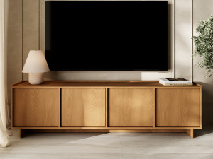 Dreitüriges TV-Lowboard 195 cm für Wohnzimmer Azumi Karamell Eiche