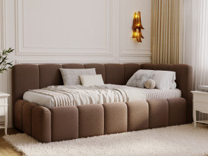 Jugendbett Einzelbett mit Bettkasten und Lattenrost 90x200 Cloud One Braun