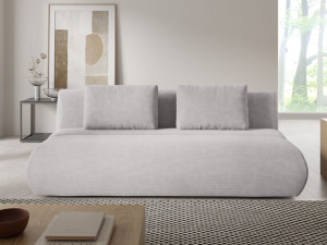 Schlafsofa mit verstellbarer Rückenlehne, Schlaffunktion und Bettkasten Figo Grau