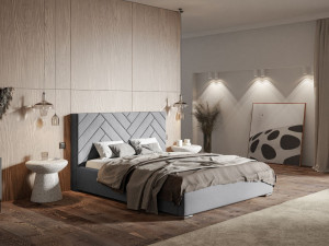 Polsterbett mit Bettkasten und Lattenrost 140x200 Toreto Grau