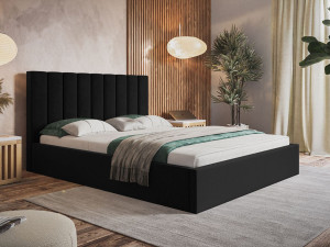 Polsterbett mit Bettkasten und Lattenrost 120x200 Sesto Schwarz