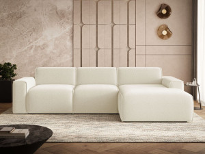 Ecksofa L-Form Rechts Lavia Bouclé-Stoff Hellbeige