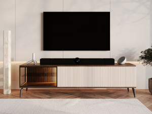 TV-Lowboard mit Türen und LED Vinni Dunkler Walnuss Cashmere