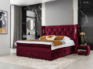 Boxspringbett mit Bettkasten 140x200 Neria Lux Rot