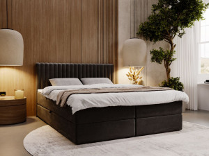 Schwarz Boxspringbett mit Matratze & Topper 180x200 Marbella - Schwarz