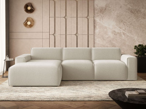 Ecksofa L-Form Links Lavia Bouclé-Stoff Beige