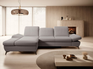 Ecksofa L-Form Links mit Schlaffunktion und Bettkasten Hannover Grau