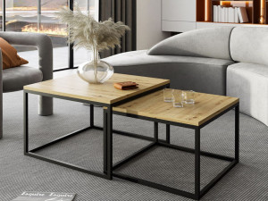 Couchtisch auf schwarzem Gestell Asumi Eiche Artisan 40x46