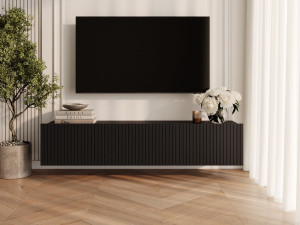 TV-Lowboard mit Türen 150 cm Kioto Schwarz matt