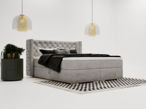 Boxspringbett mit Bettkasten 140x200 Lion Grau