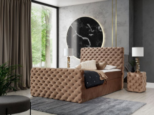Boxspringbett mit Bettkasten 180x200 Cleo Lux Beige