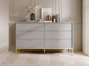 Kommode mit 6 Schubladen Amber Grau
