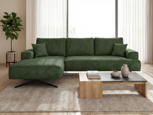 Ecksofa L-Form auf Metallbeinen Leto Links Grün