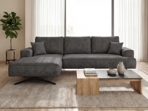 Ecksofa L-Form auf Metallbeinen Leto Links Anthrazit