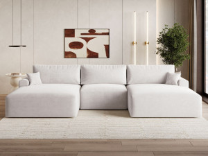 Wohnlandschaft mit Schlaffunktion und Bettkasten Serene Grau