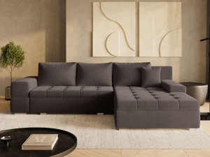 Ecksofa L-Form mit Schlaffunktion und Bettkasten Sonia Braun