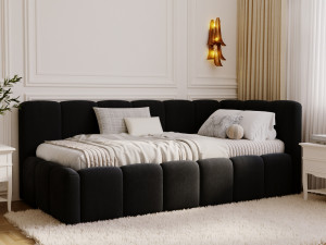Jugendbett Einzelbett mit Bettkasten und Lattenrost 90x200 Cloud One Schwarz