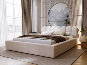 Polsterbett mit Bettkasten und Lattenrost 140x200 Plaza Beige