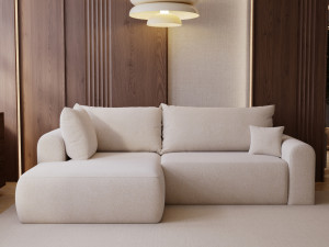 Ecksofa L-Form mit Schlaffunktion und Bettkasten Savana Bis Hellbeige
