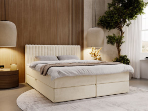 Beige Boxspringbett mit Matratze & Topper 160x200 Marbella - Beige