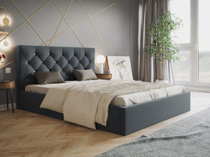 Polsterbett mit Bettkasten und Lattenrost 120x200 Selva Dunkelgrau