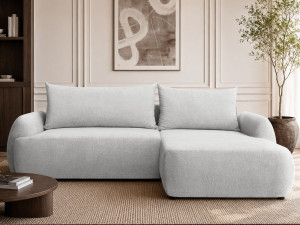 Ecksofa L-Form mit Schlaffunktion und Bettkasten Levio Grau