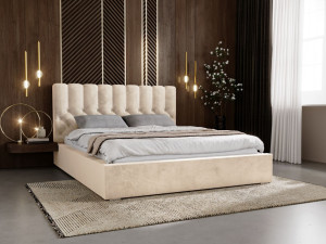 Polsterbett mit Bettkasten und Lattenrost 140x200 Roma Beige
