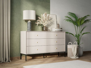 Kommode mit 6 Schubladen Amor Sandbeige