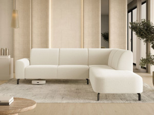 Ecksofa L-Form Rechts Regento Bouclé-Stoff Hellbeige