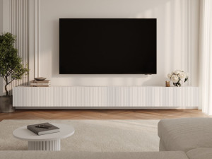 TV-Lowboard mit Türen 300 cm Kioto Weiß matt