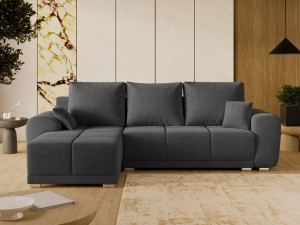 Ecksofa L-Form mit Schlaffunktion und Bettkasten Monti Links Anthrazit