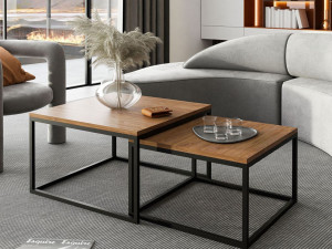 Couchtisch auf schwarzem Gestell Asumi Eiche Stirling 36x42