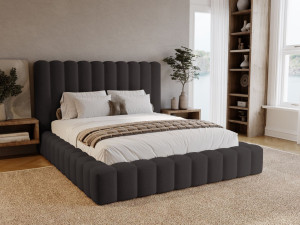 Polsterbett mit Bettkasten und Lattenrost 160x200 Rotto Schwarz