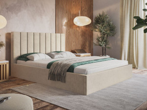 Polsterbett mit Bettkasten und Lattenrost 140x200 Sesto Beige