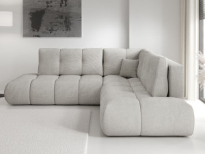 Ecksofa mit Schlaffunktion und Bettkasten Links Kair Hellgrau