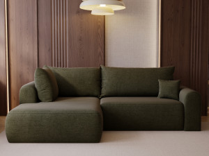 Ecksofa L-Form mit Schlaffunktion und Bettkasten Savana Bis Grün